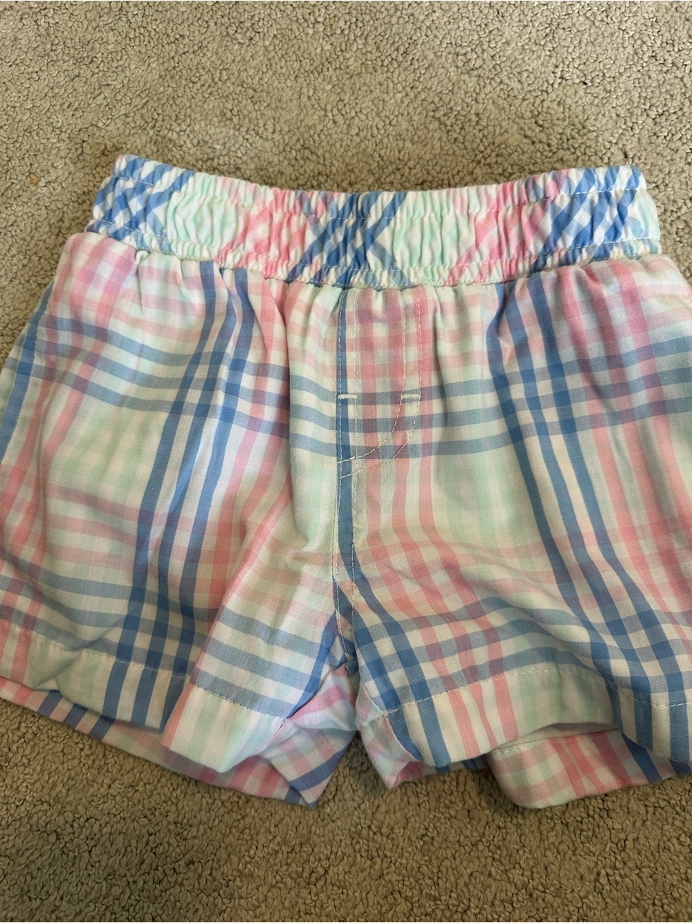 Kids Pastel Plaid Elastic Waist Shorts - Multi